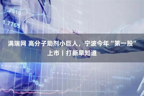 满瑞网 高分子助剂小巨人，宁波今年“第一股”上市丨打新早知道